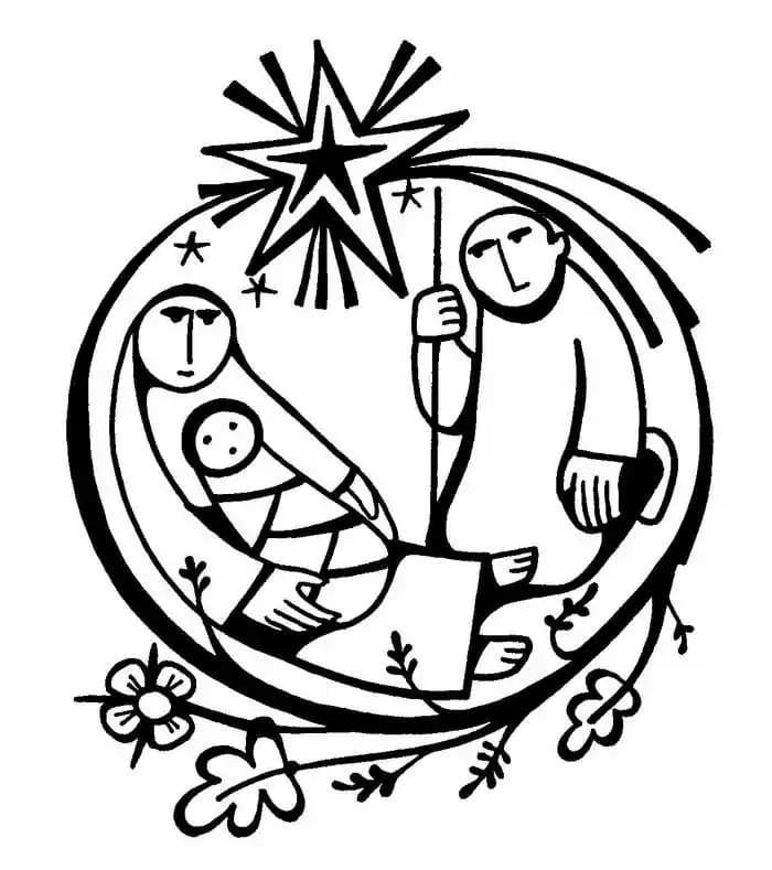 Print nativity scene coloring page