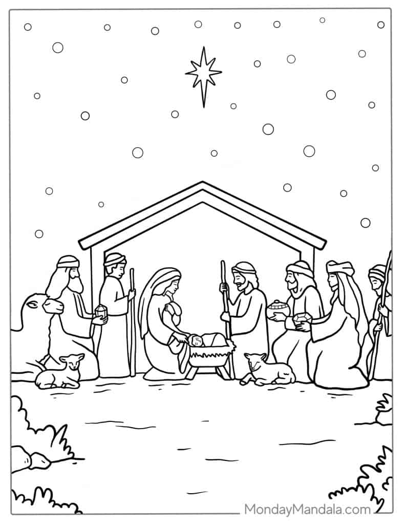 Nativity coloring pages free pdf printables