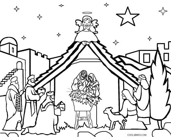 Printable nativity scene coloring pages for kids coolbkids nativity coloring free christmas coloring pages nativity coloring pages