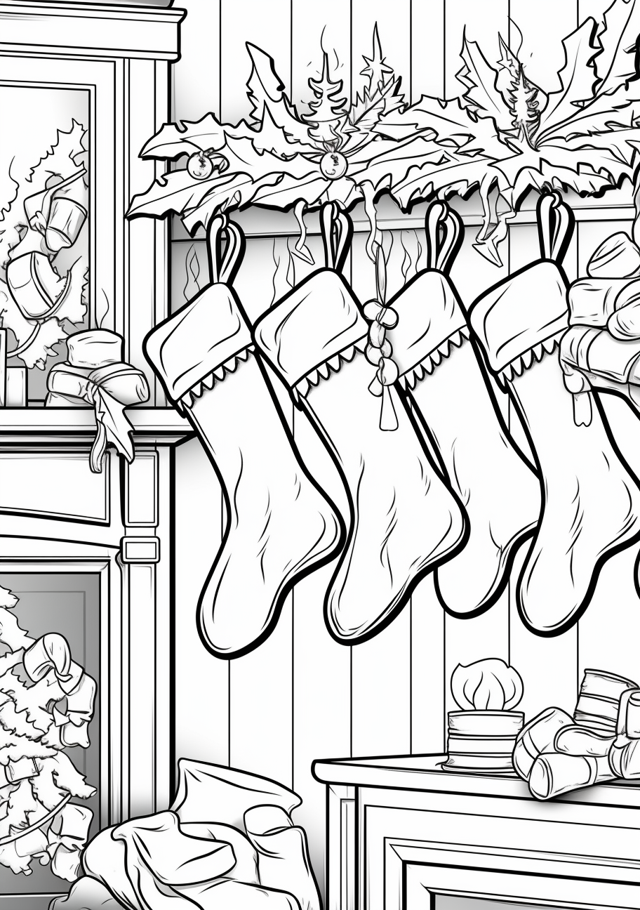 Christmas stocking and elves