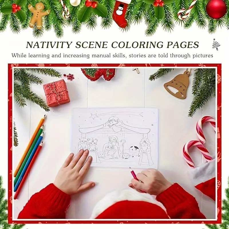 Christmas nativity activity coloring cards nativity scene