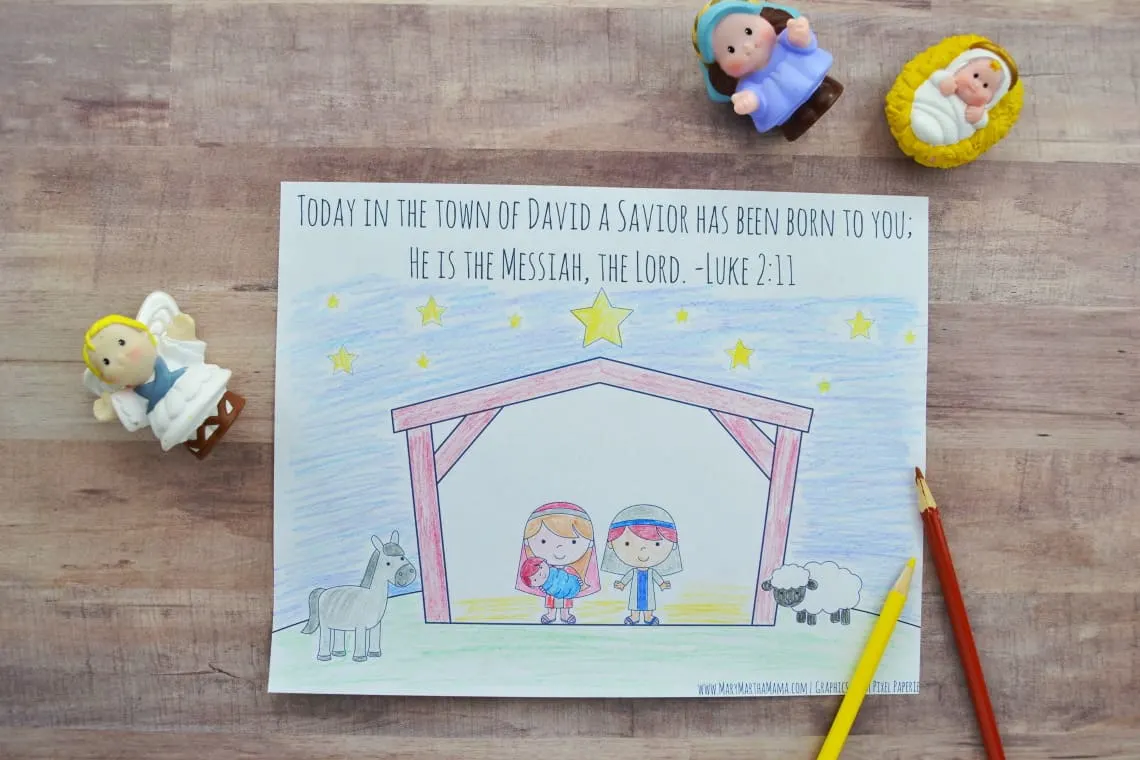 Nativity scene coloring pages â mary martha mama