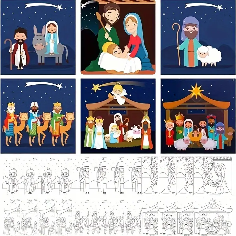 Christmas nativity activity coloring cards nativity scene
