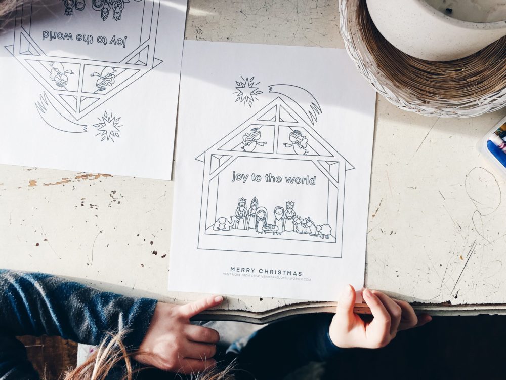 Nativity scene free printable colouring sheet for kids