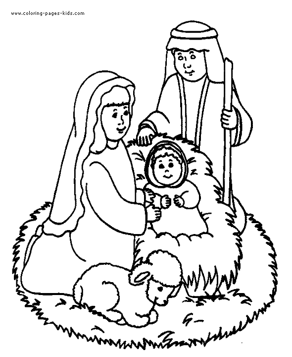 Josef mary and baby jesus color page