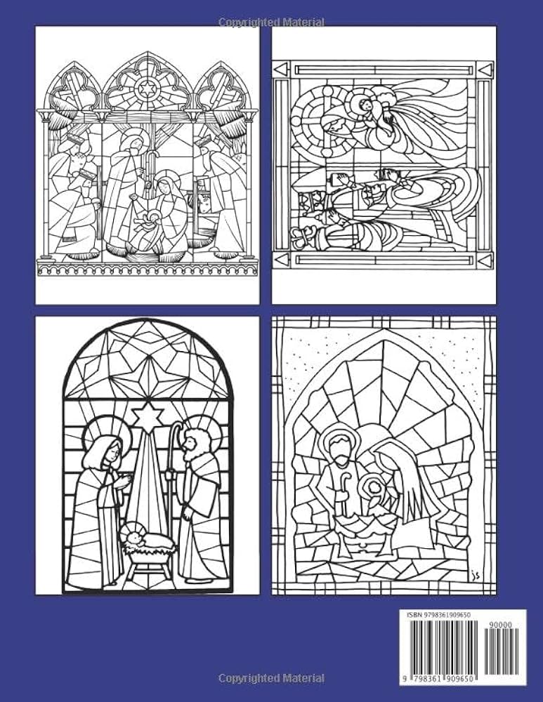 Stained glass nativity coloring book vivid coloring pages featuring many illustrations for teens adults to have fun and relax great gift for special occasions joy rainbow books