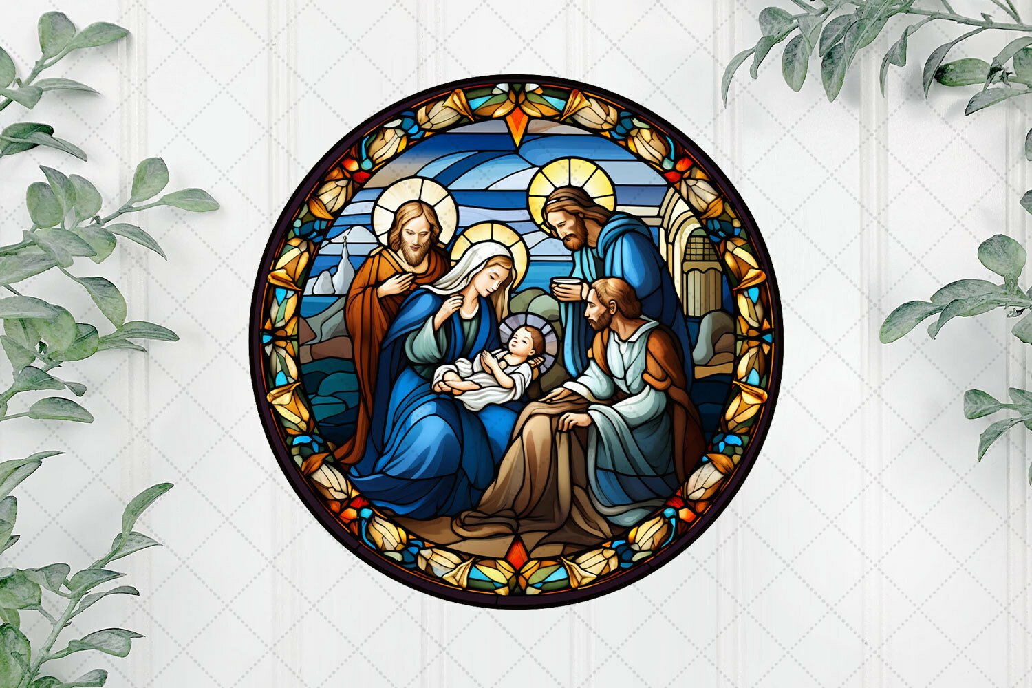 Stained glass nativity jesus clipart