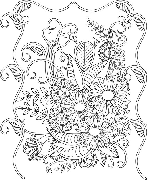 Page nature adult coloring book vectors illustrations for free download
