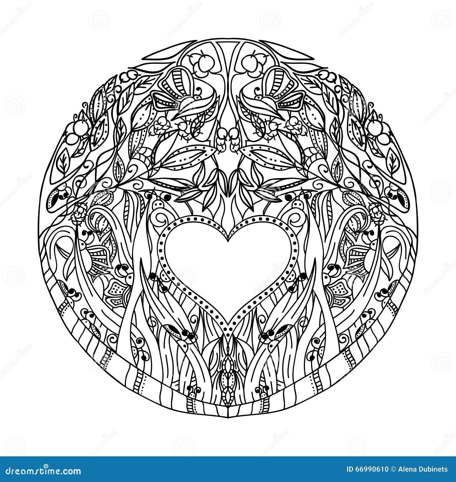 Decorative hand pattern with the image of forest nature for book coloring pages for adults antistress stock vector