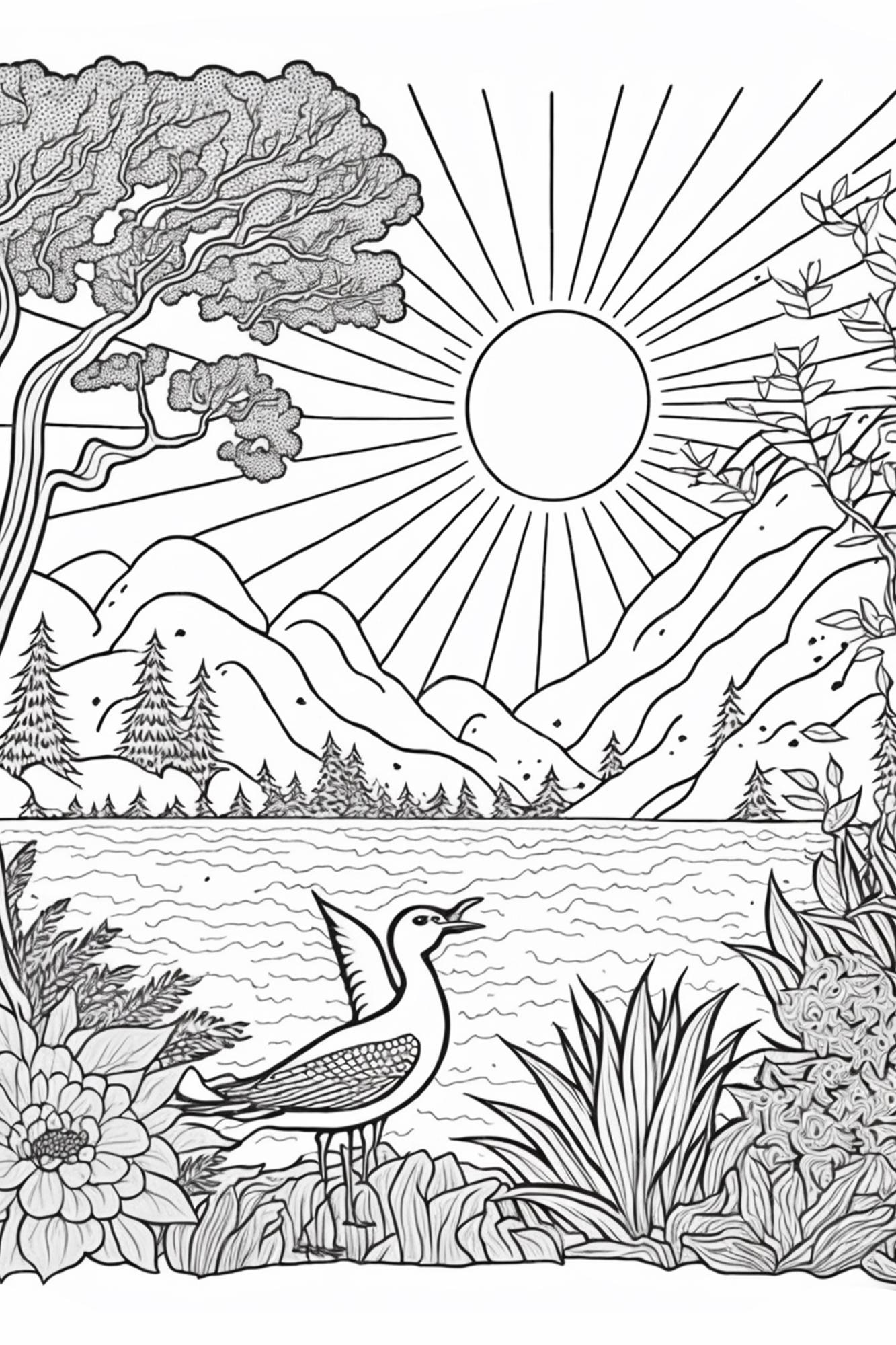 Premium photo blank garden nature coloring page black and white for coloring book