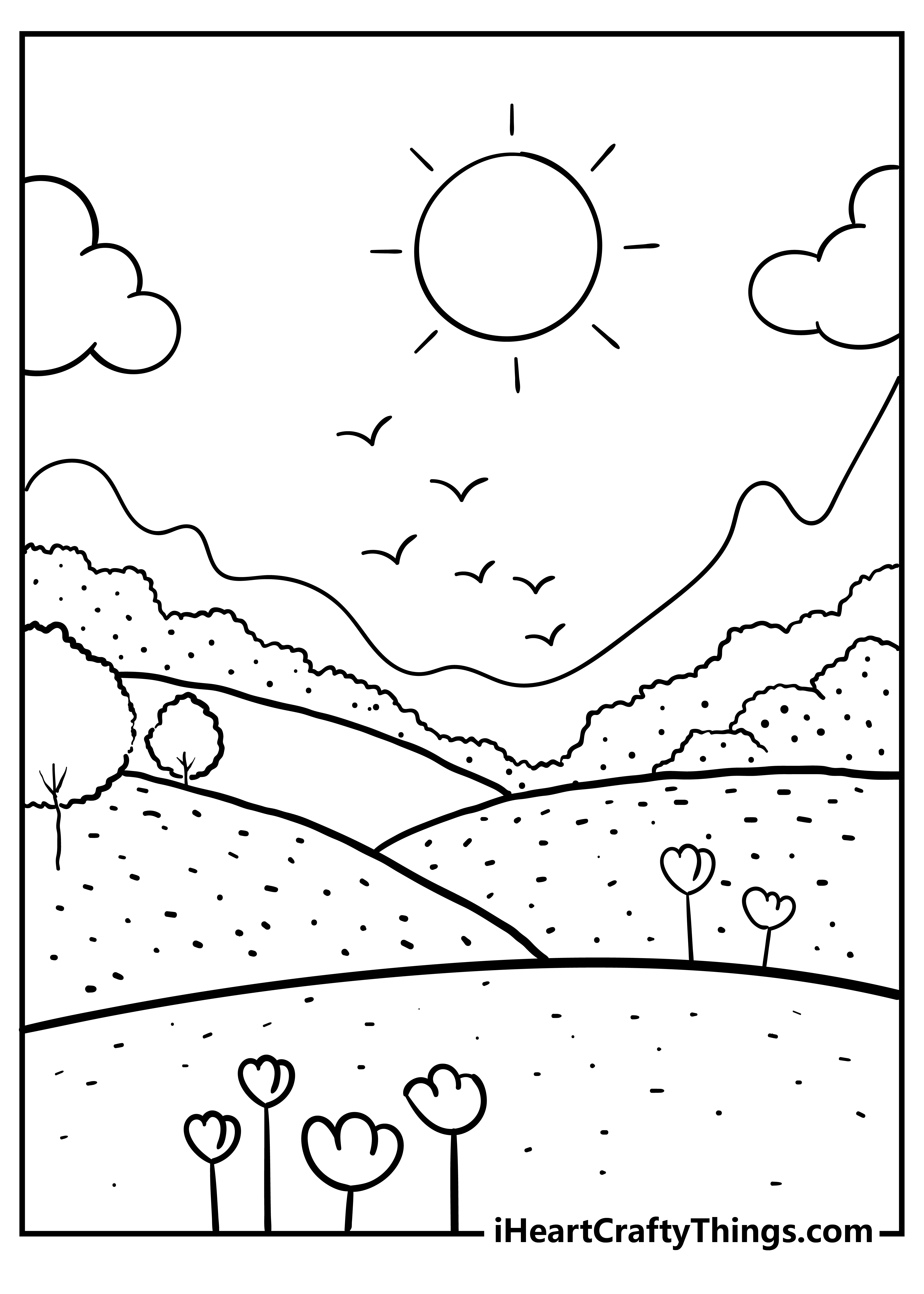 Printable nature coloring page updated