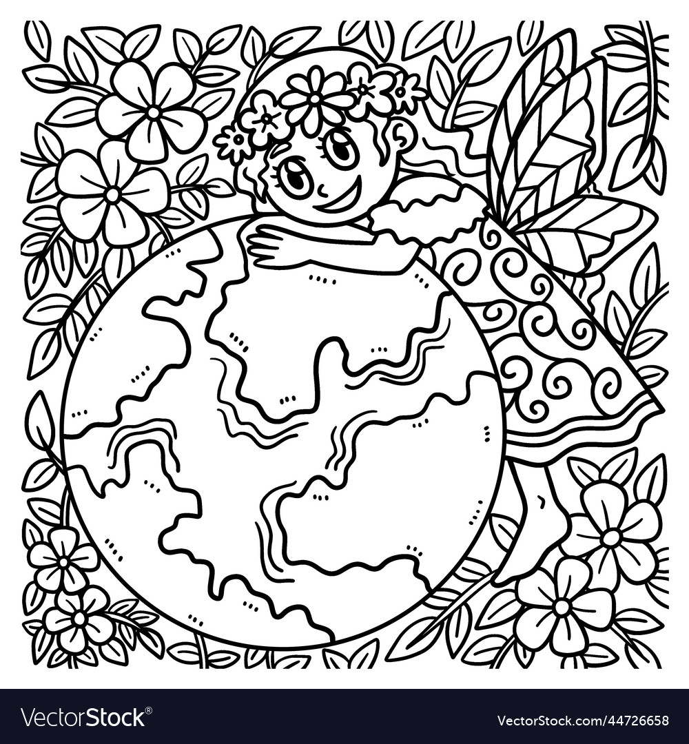 Earth day mother nature coloring page for kids vector image