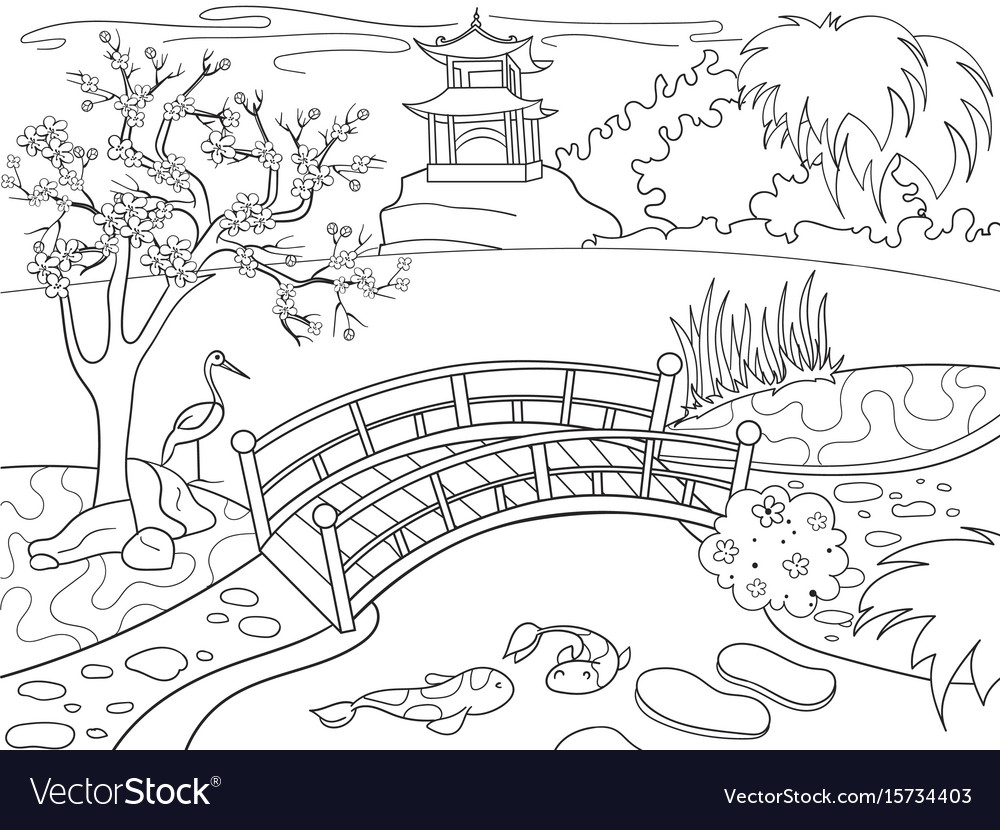 Nature of japan coloring book for children cartoon