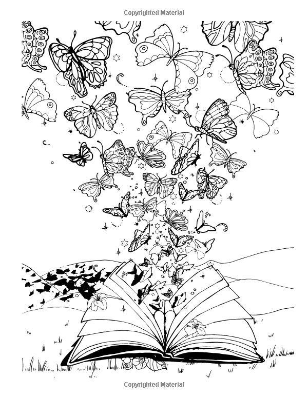 Inky garden creative colouring with quests d paper flower inky colouring books butterfly coloring page adult colouring printables coloring pages