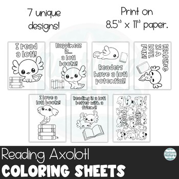 Reading axolotl coloring pages for read across america week activities
