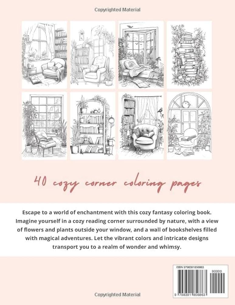 Cozy reading corner coloring book for adults relaxation mystical beautiful enchanted fantasy stress relief designs coelho kevin books