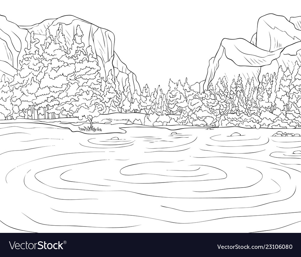 Adult coloring bookpage a nature landscape image vector image