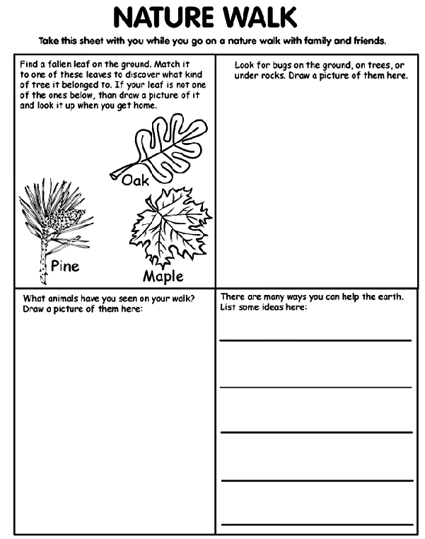 Nature walk coloring page