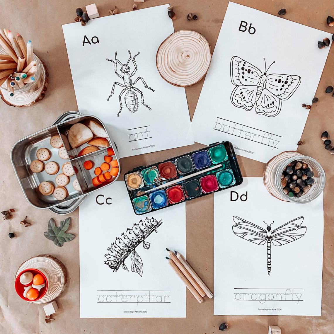 Nature alphabet printable coloring sheets