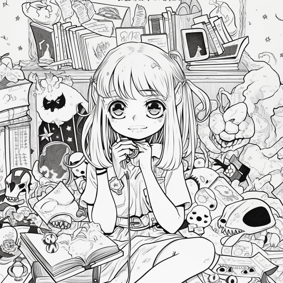 Adult printable coloring pages free creepy kawaii anime dark fantasy printable coloring book sheets