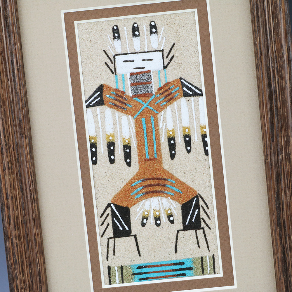 Navajo sand painting by veronica begay the crow and the cactus