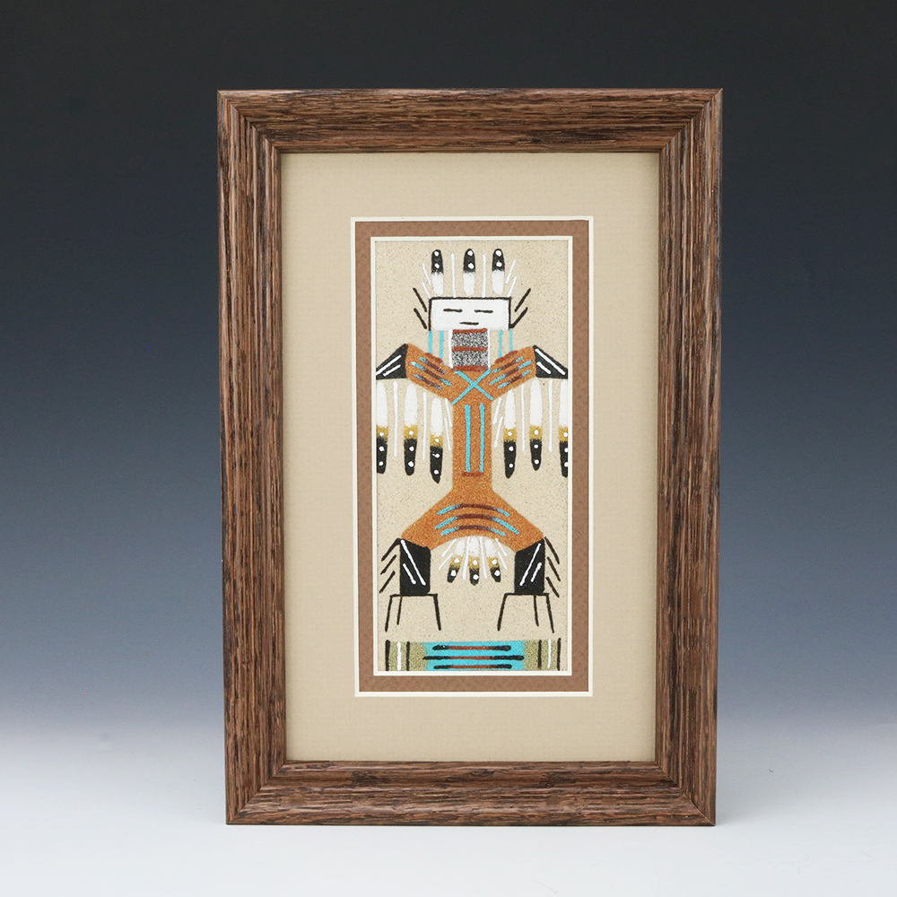 Navajo sand painting by veronica begay the crow and the cactus
