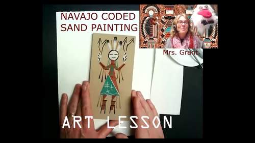 Navajo coded sand painting art lesson for kids by art cart teacher