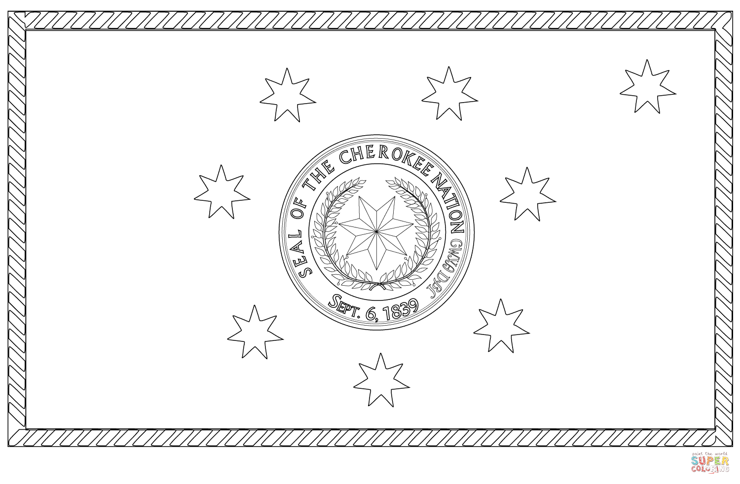 Flag of the cherokee nation coloring page free printable coloring pages