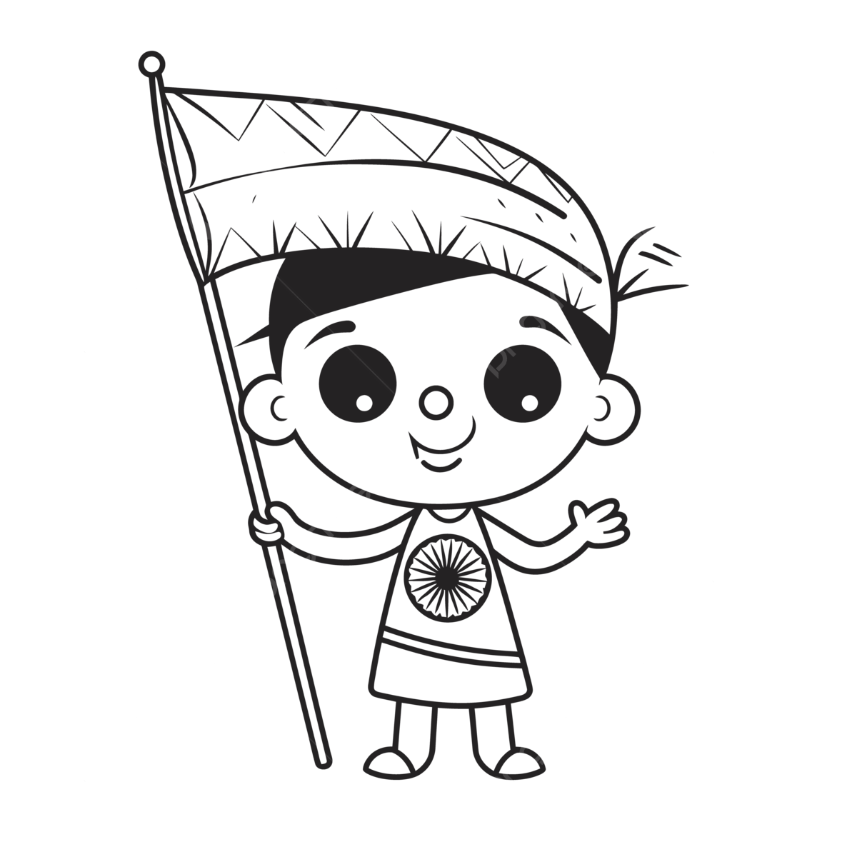 Boy on the flag of india coloring page vector illustration outline sketch drawing indian flag drawing indian flag outline indian flag sketch png and vector with transparent background for free download
