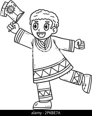 Juneteenth flag isolated coloring page for kids stock vector image art