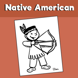Native american children coloring page â minutes of quality time