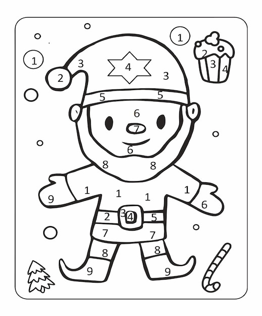 Premium vector christmas coloring page for kids