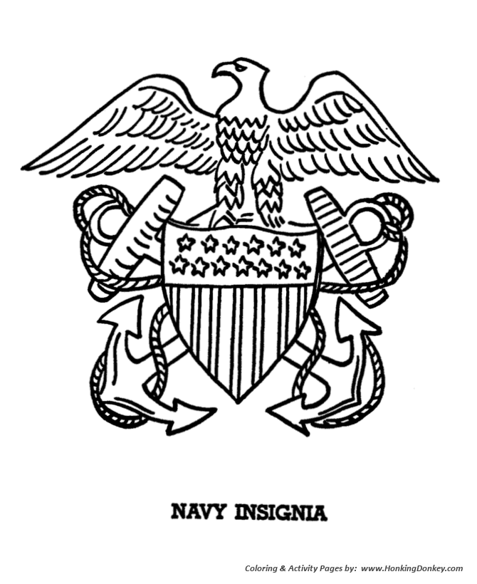 Armed forces day coloring pages us navy insigina coloring page sheet for prek kids
