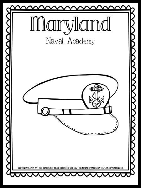 Maryland naval academy coloring page free printable â the art kit