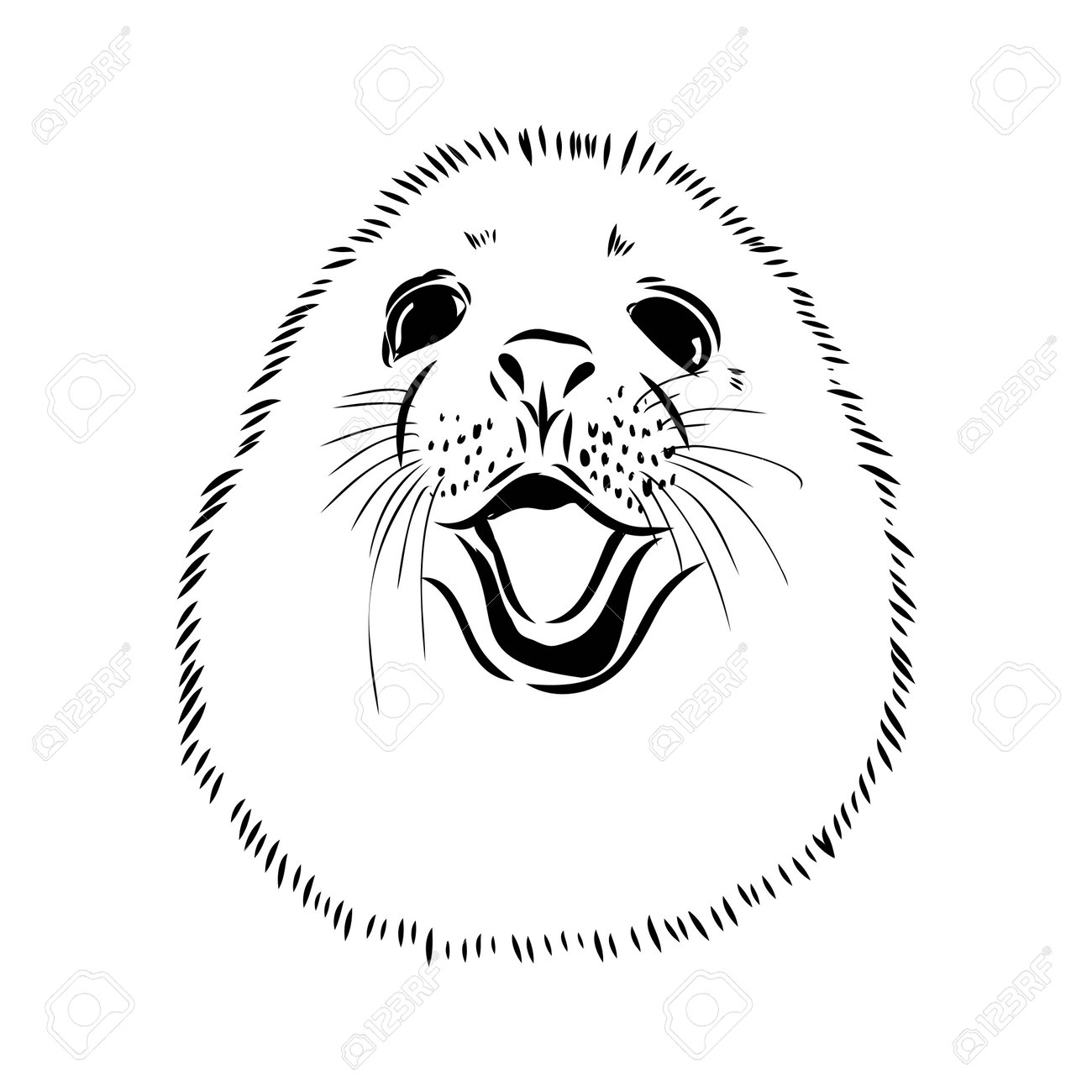 The animal is a navy seal monochrome logo of a marine animal vector isolated hand drawing in doodle style contour linear isolated icon the page of the coloring book ðððððñññ svg ððµðºñðññ