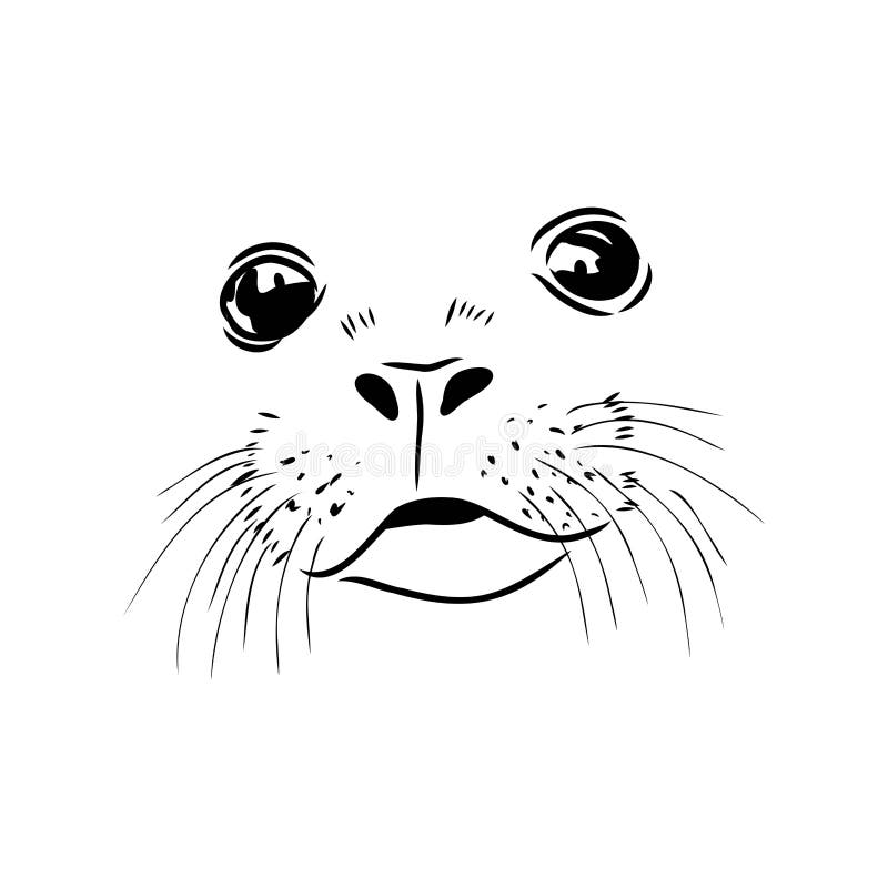 The animal is a navy seal monochrome logo of a marine animal vector isolated hand drawing in doodle style stock vector