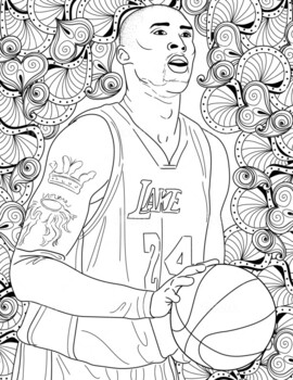 Kobe bryant nba star coloring page black history month resource by color in fun