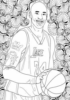 Kobe bryant nba star coloring page black history month resource by color in fun