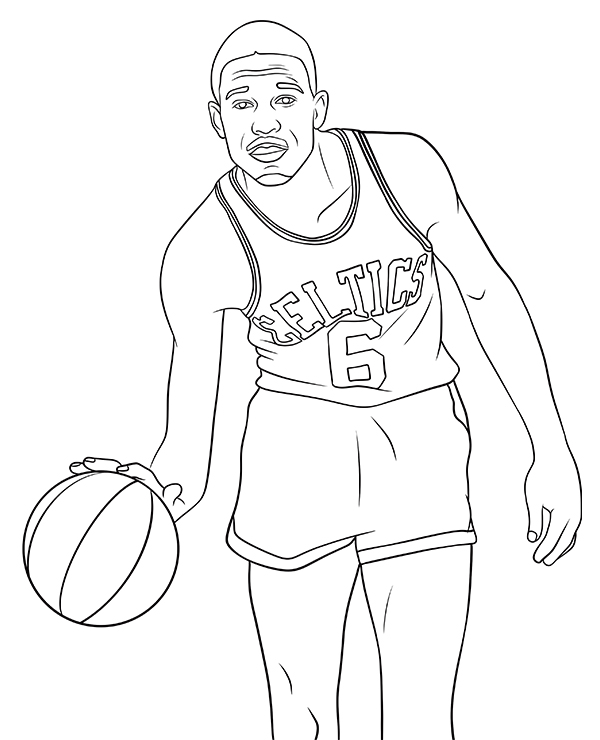 Bill russell coloring page nba celtics