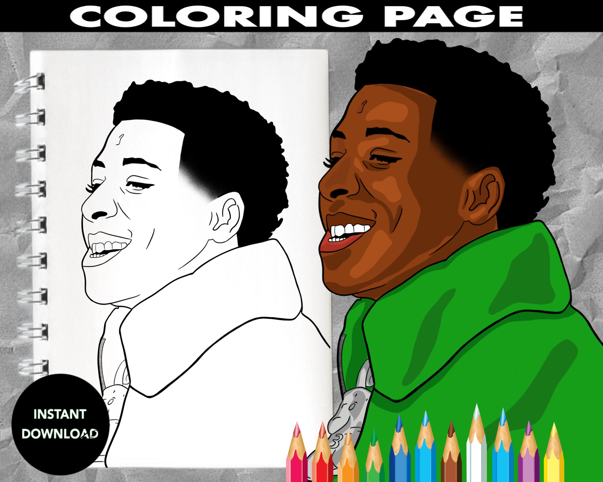 Nba youngboy coloring page instant download coloring sheet digital