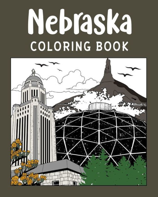 Nebraska coloring book adult painting on usa states landmarks and iconic by paperland paperback barnes noble