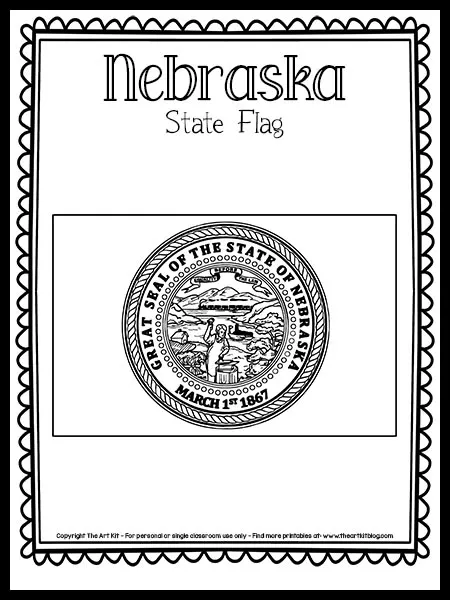 Nebraska state flag coloring page free printable â the art kit