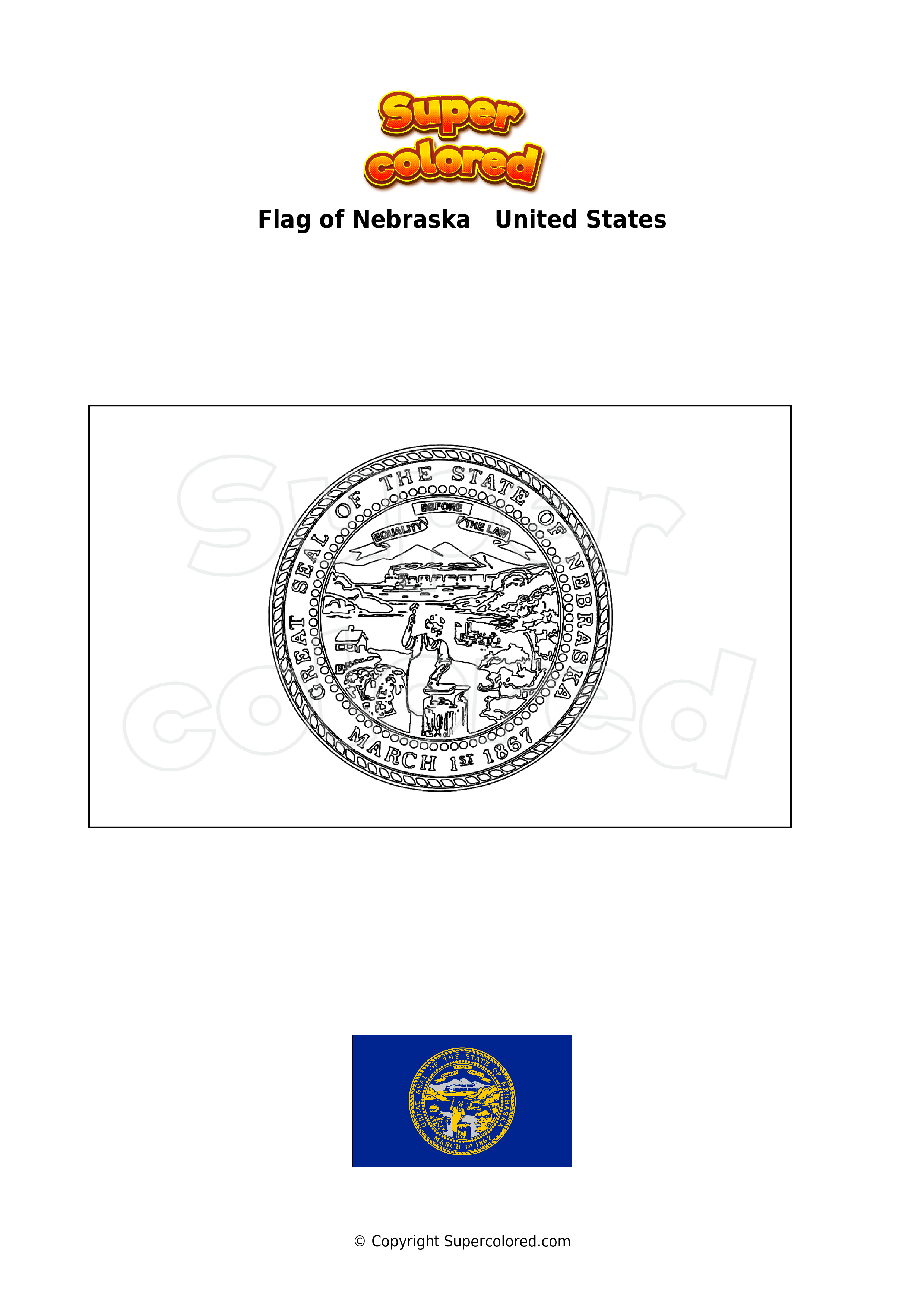 Coloring page flag of nebraska united states