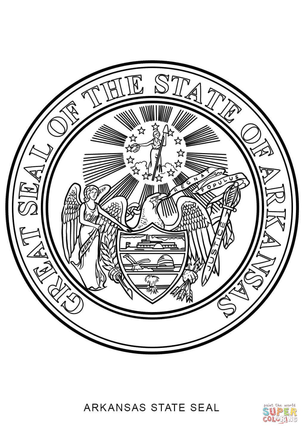 Arkansas state seal coloring page free printable coloring pages arkansas state arkansas state symbols