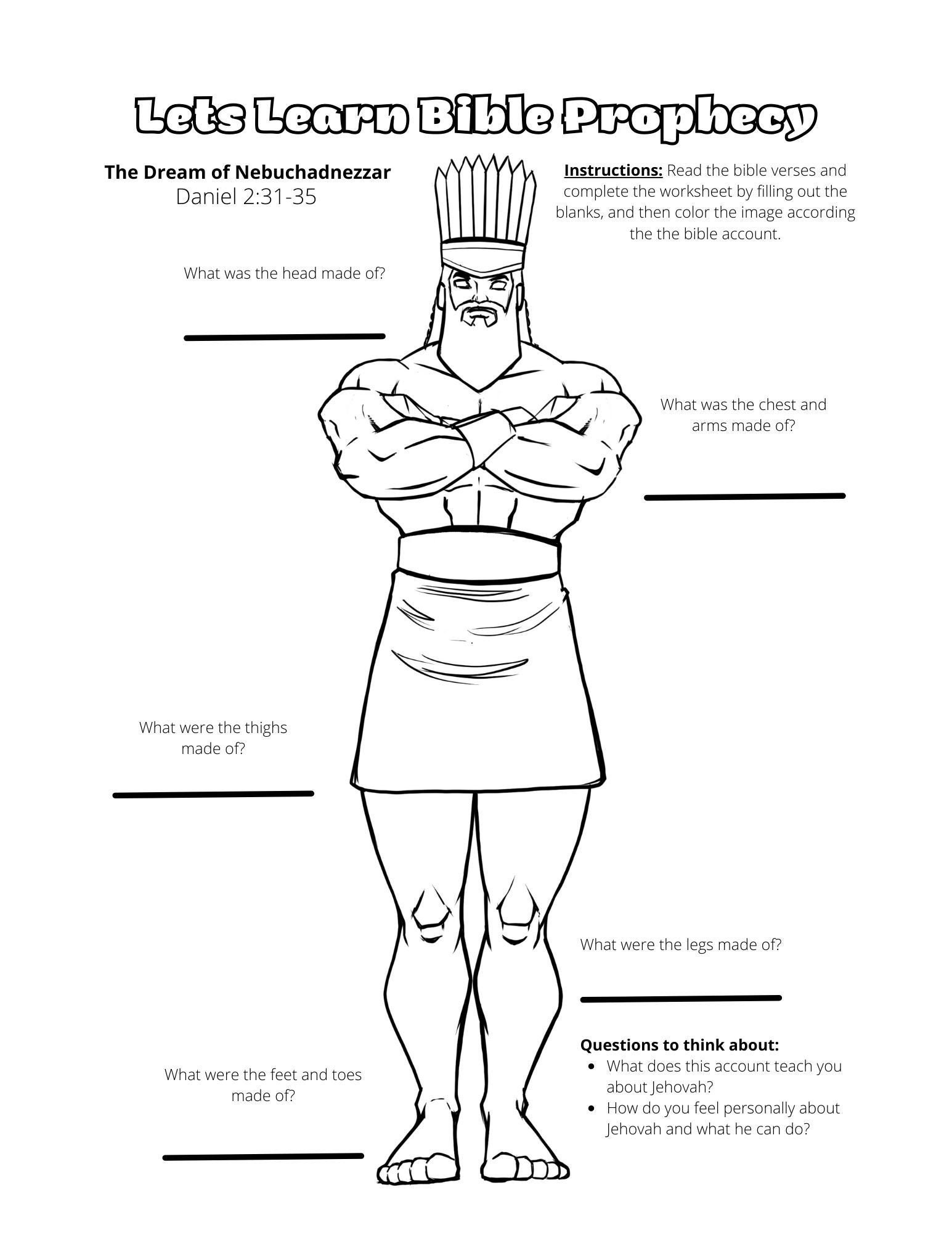 Lets learn bible prophecy study childrens worksheet for kids family worship bible study jw printable