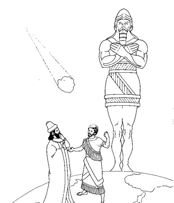 Statue of king nebuchadnezzar and meteor coloring pages sunday school coloring pages daniel bible crafts bible coloring pages