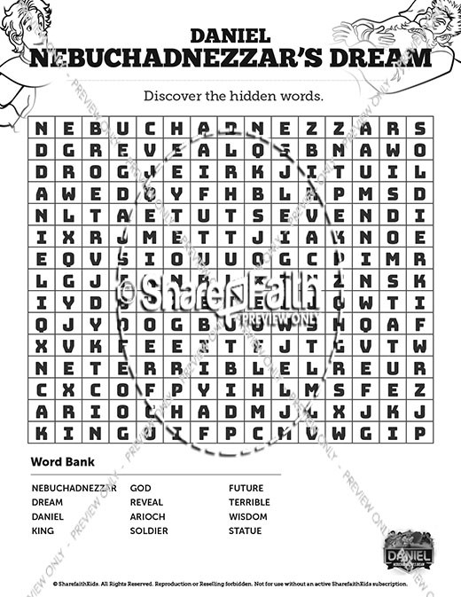 Daniel nebuchadnezzars dream bible word search puzzles clover media