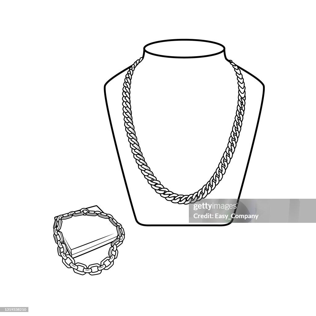 Vector illustration of necklace isolated on white background clothing costumes and accessories concept cartoon characters education and school kids coloring page printable activity worksheet flashcard high