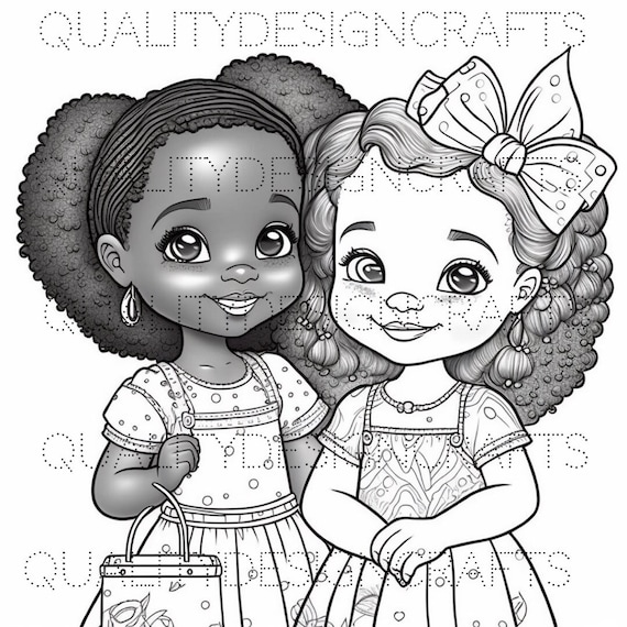Coloring page kids black girl magic melanin black png afro fashion girl african american clipart png planner tshirt tumbler sublimation