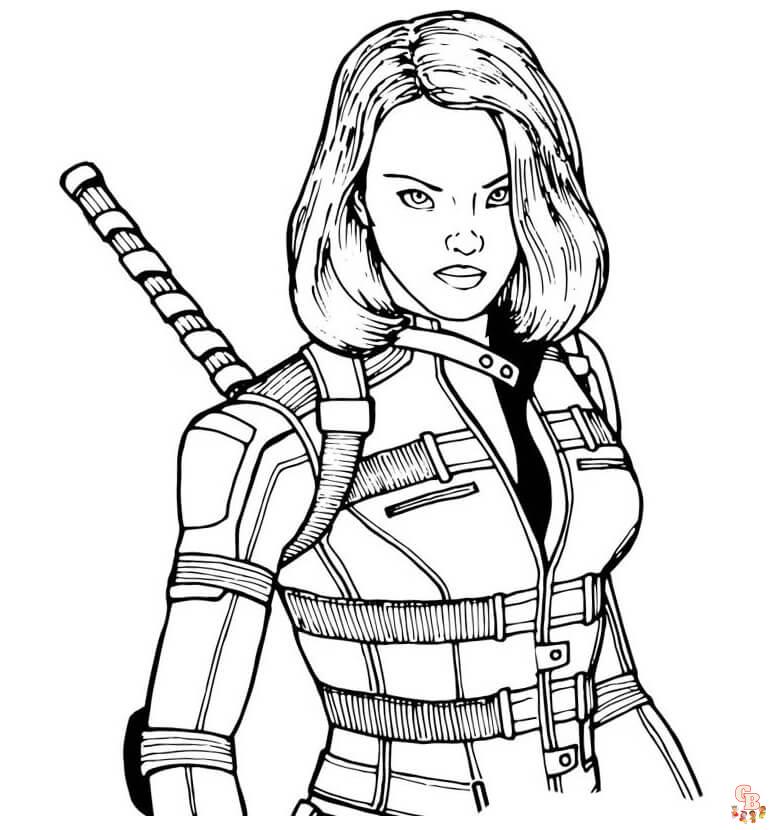 Emocionantes pãginas para colorear de black widow en para los fanãticos de marvel